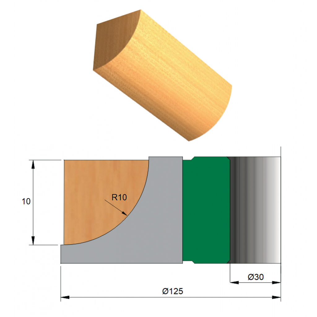 Fresa para Cordão de Janela Ø125 x 10 x 30 - 4 Dentes - Cod. 1290.20